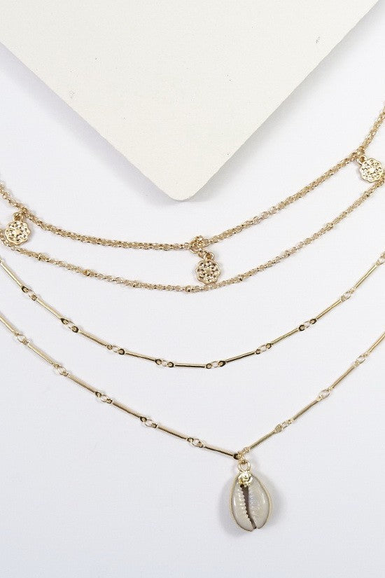 GOLD SEASHELL  MULTI LAYER NECKLACE | 19010070