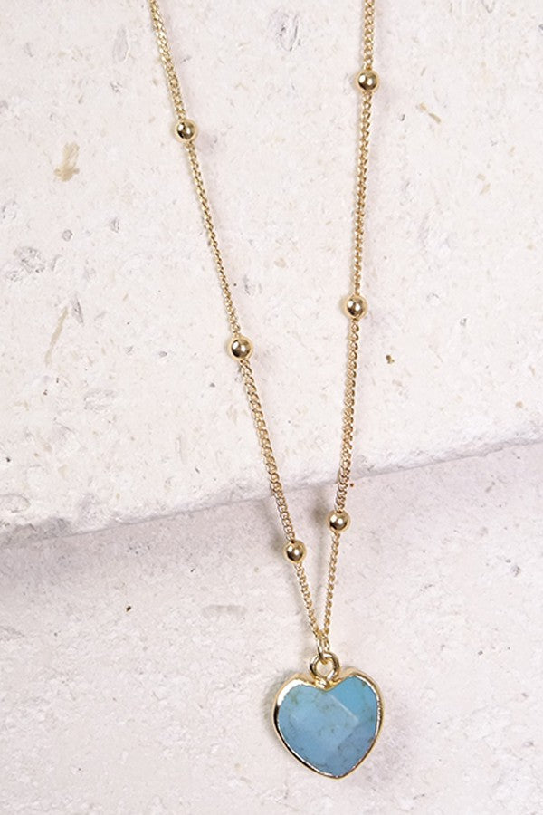 NATURAL HEART STONE NECKLACE | 470118945