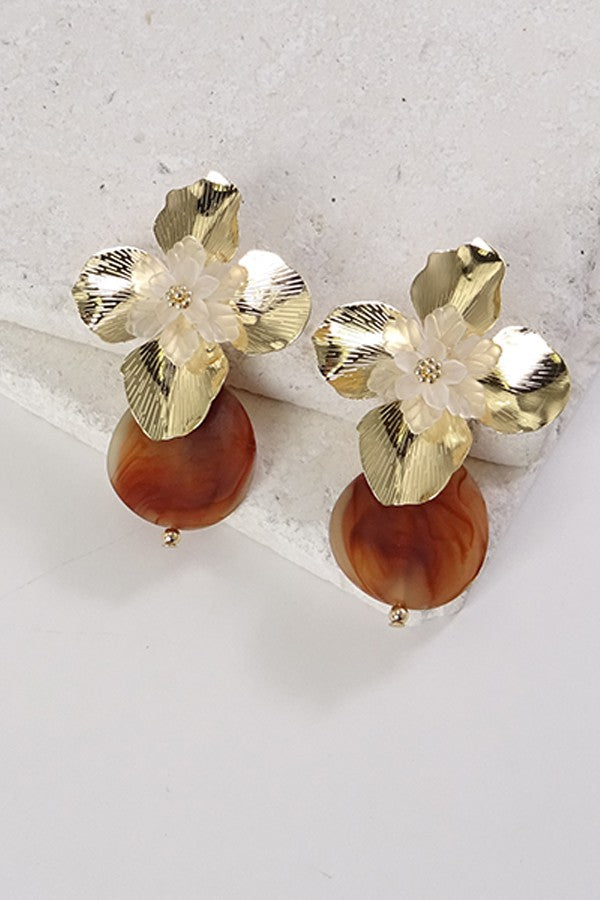 FLOWER ACRYLIC DROP EARRINGS | 260394450