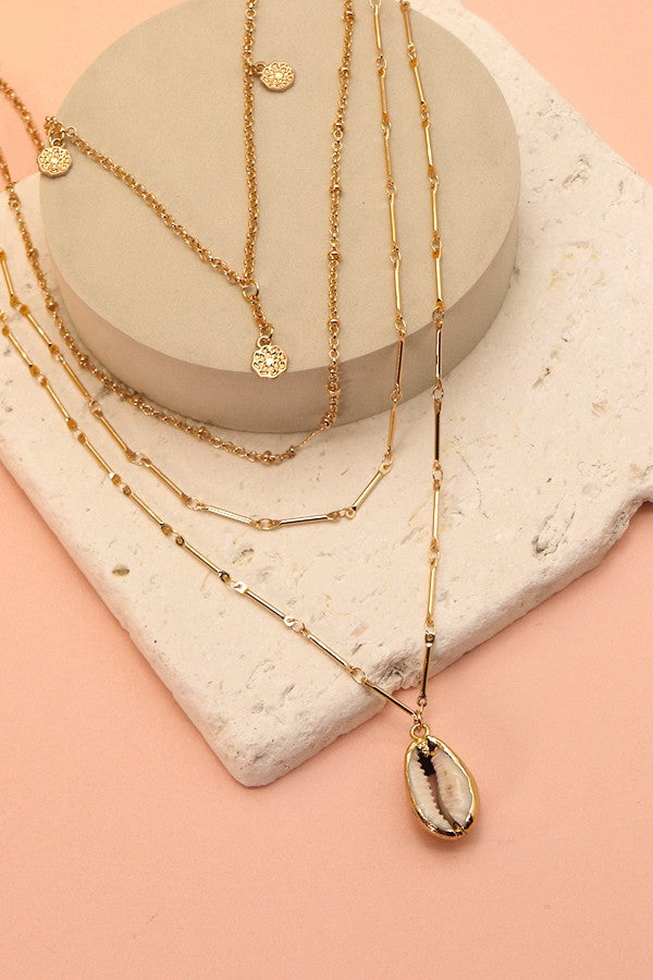 GOLD SEASHELL  MULTI LAYER NECKLACE | 19010070