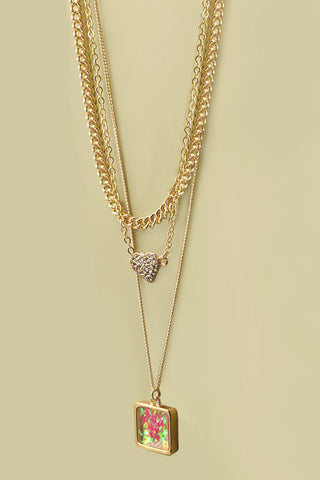 FLOWER, HEART CHUNKY CHAIN LAYER NECK | 31N7143