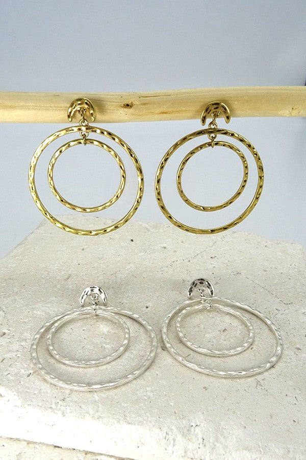 Double circle hammered worn gold & silver  | 51E80202