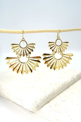 Double fan shape drop earring | 31E01009