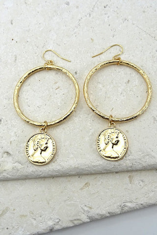 Coin Hoop Drop Earring | 31E03015
