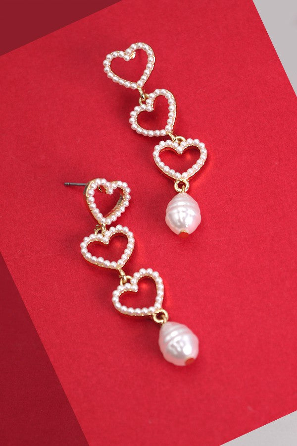 PEARL HEART DROP EARRINGS | 31E03408