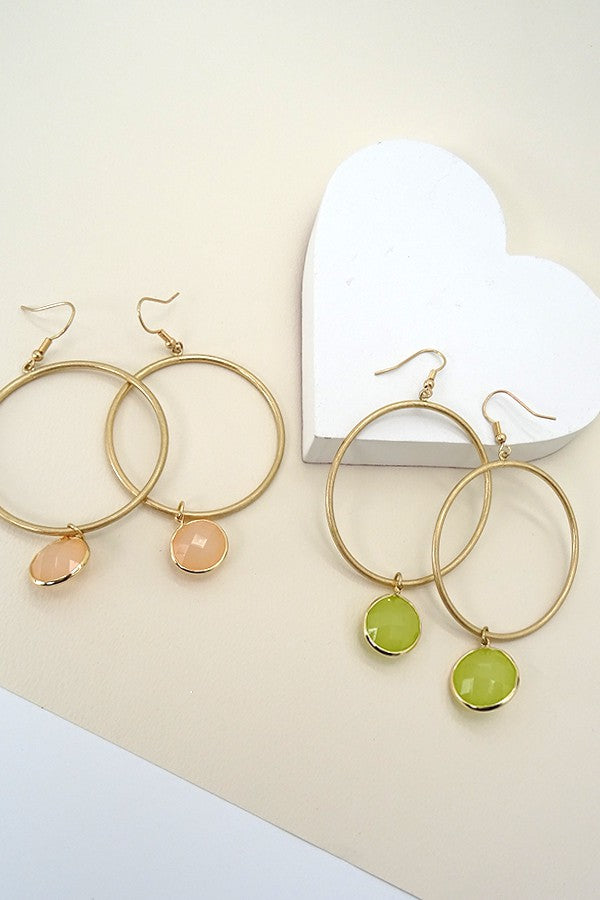 FACET BEAD DROP WORN GOLD HOOP | 47E13581