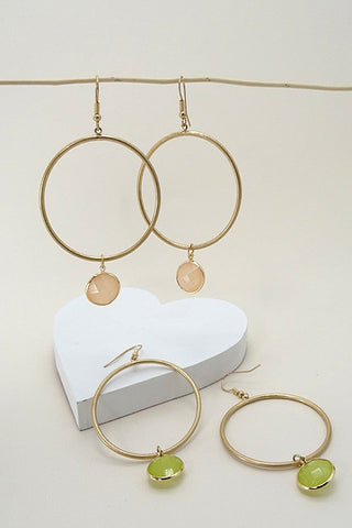 FACET BEAD DROP WORN GOLD HOOP | 47E13581