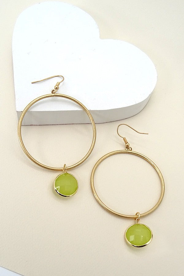 FACET BEAD DROP WORN GOLD HOOP | 47E13581