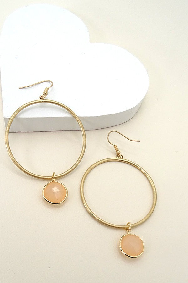 FACET BEAD DROP WORN GOLD HOOP | 47E13581