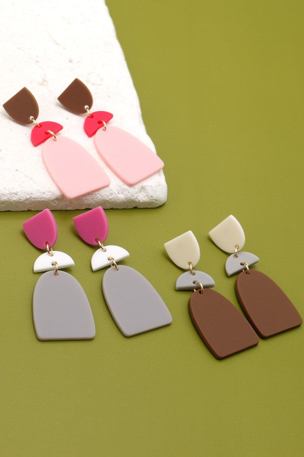ACRYLIC GEO SHAPE DROP EARRINGS | 40E005