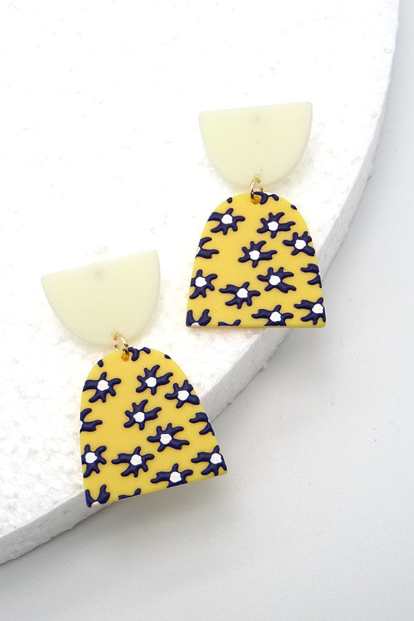 EMBOSSED PRINT COLOR BLOCK GEO DROP EARRING | 40E086
