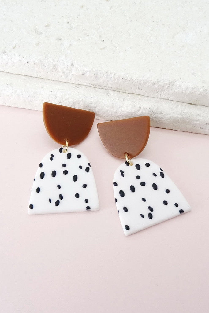 EMBOSSED PRINT COLOR BLOCK GEO DROP EARRING | 40E086