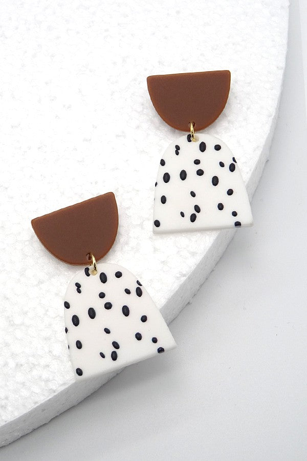 EMBOSSED PRINT COLOR BLOCK GEO DROP EARRING | 40E086