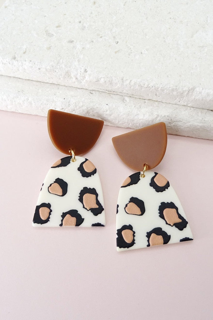 EMBOSSED PRINT COLOR BLOCK GEO DROP EARRING | 40E086