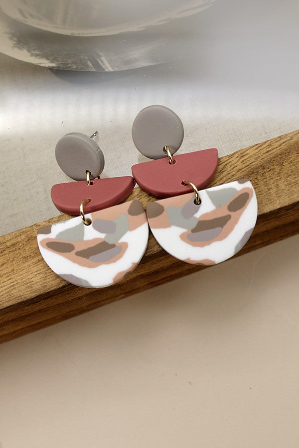 NEUTRAL POLYMER CLAY EARRINGS | 40E268