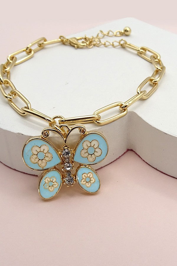 EPOXY BUTTERFLY LINK CHAIN BRACELET | 31B04001