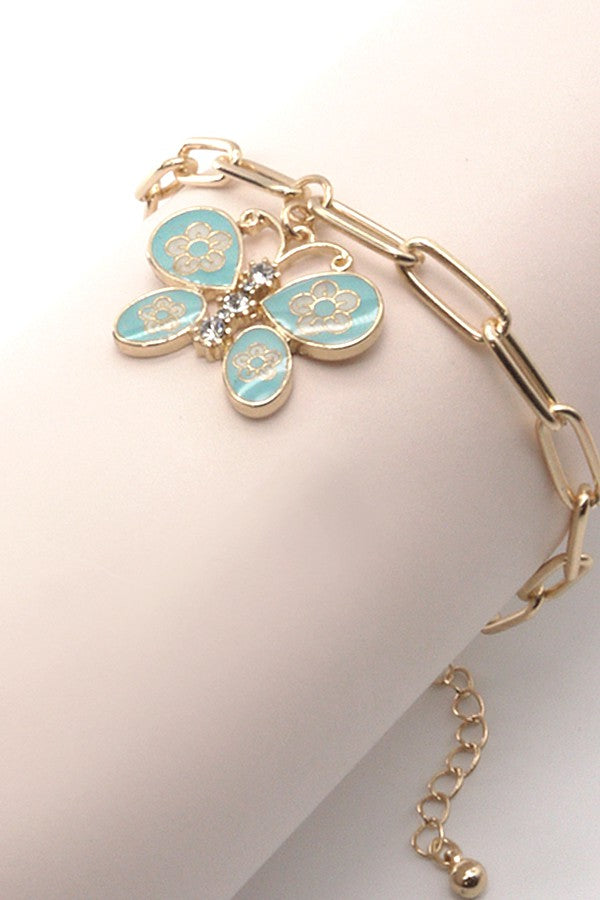 EPOXY BUTTERFLY LINK CHAIN BRACELET | 31B04001