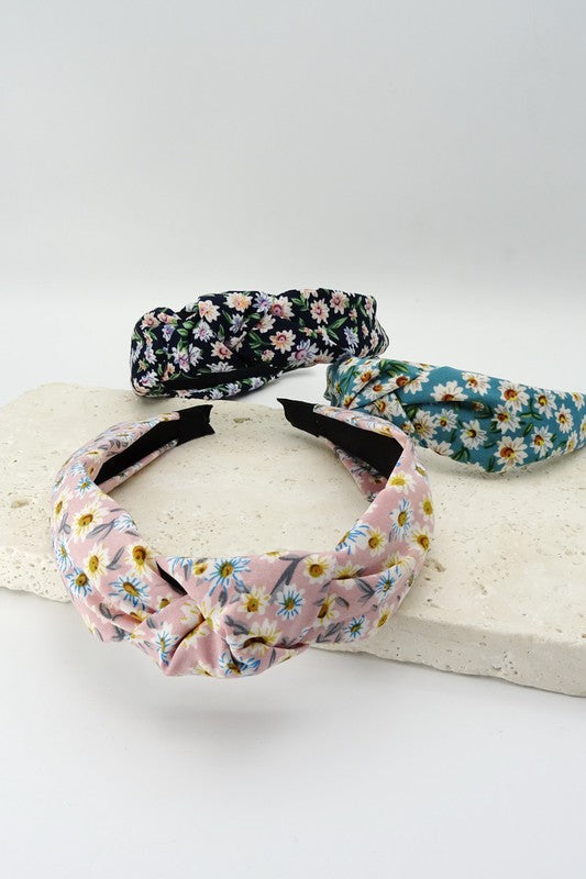 FLOWER PRINT KNOTTED HAIR BAND | 40HB243