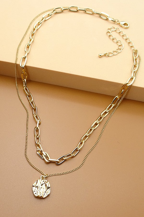 TEXTURE COIN LINK CHAIN NECK | 47N19369