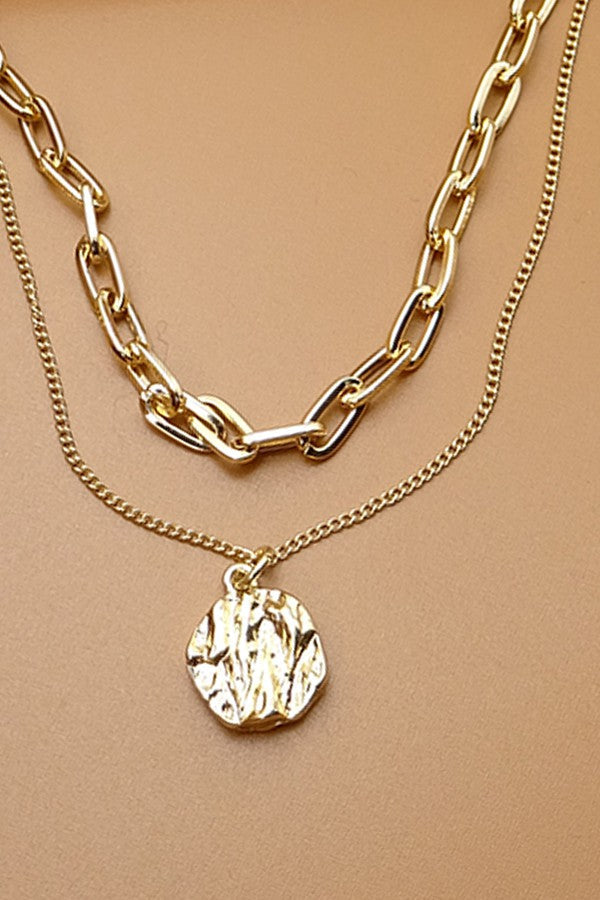 TEXTURE COIN LINK CHAIN NECK | 47N19369