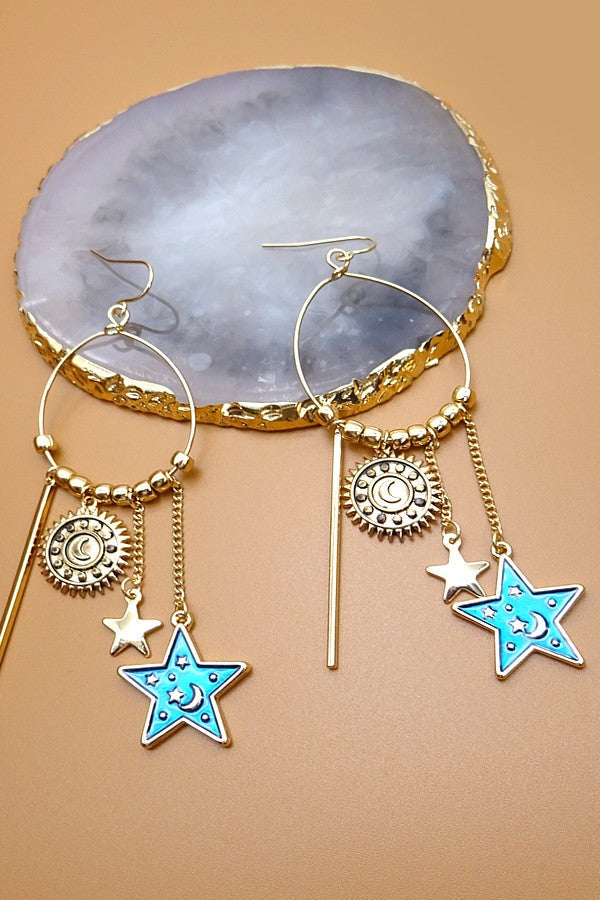 CELESTIAL WIRE HOOP DROP EARRING | 31E21112
