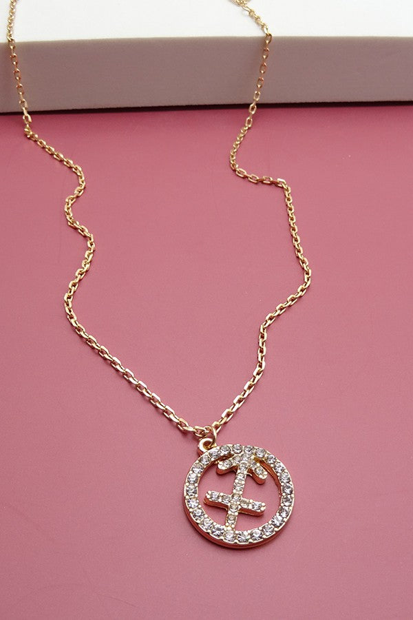 ZODIAC PENDANT NECKLACE WITH RHINESTONE  PACK OF 12 | 31N21061