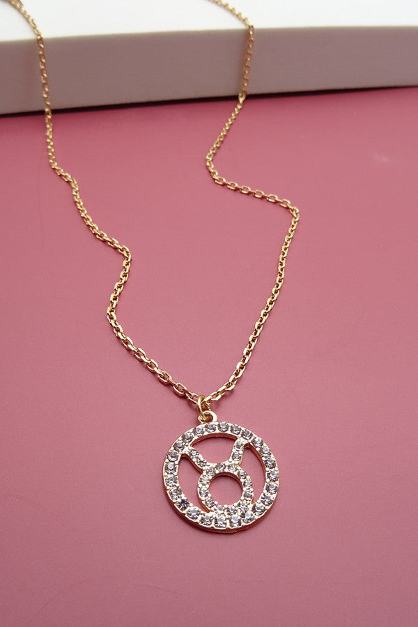 ZODIAC PENDANT NECKLACE WITH RHINESTONE  PACK OF 12 | 31N21061