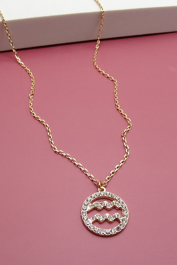 ZODIAC PENDANT NECKLACE WITH RHINESTONE  PACK OF 12 | 31N21061