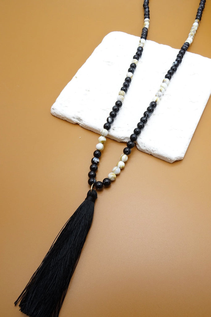 BEADED  TASSEL LONG NECKLACE | 25N231