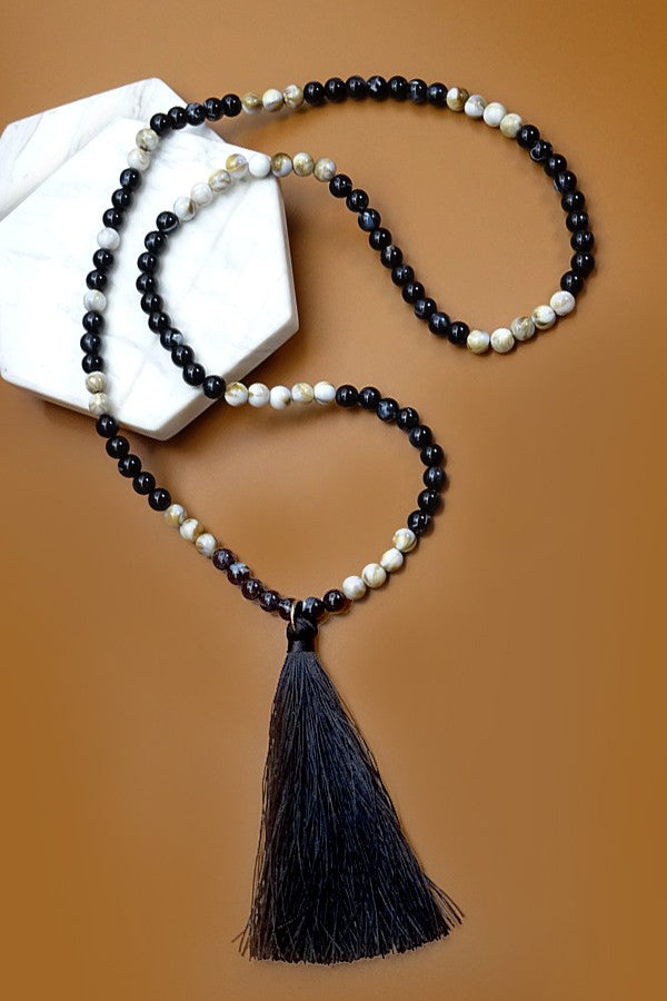 BEADED  TASSEL LONG NECKLACE | 25N231