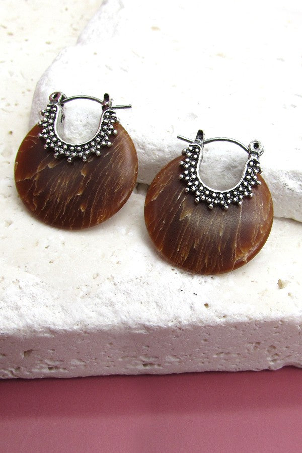 BOHEMIAN NATURAL STONE HOOP EARRING | 51E071303