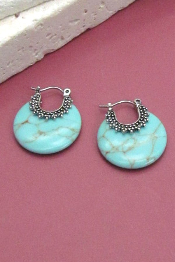 BOHEMIAN NATURAL STONE HOOP EARRING | 51E071303