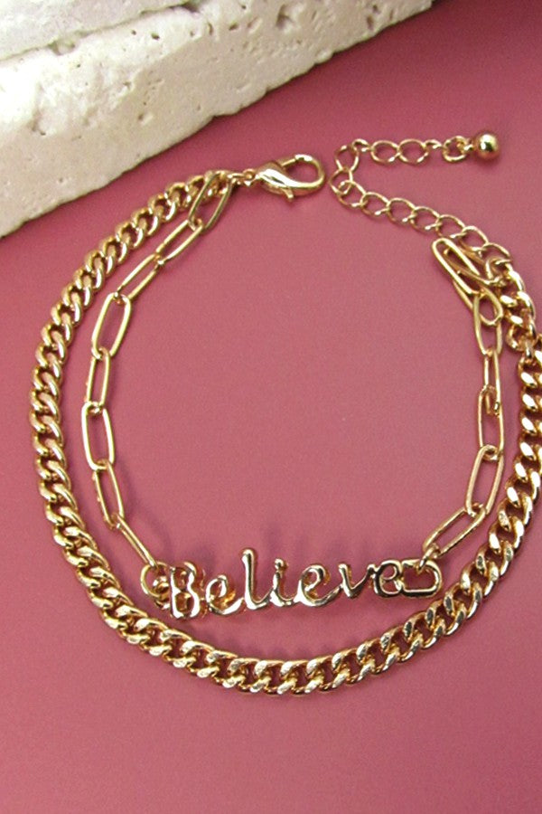 DOUBLE CHAIN BELIEVE BRACELET | 31B21044