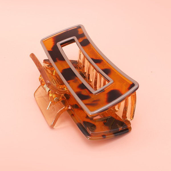 Hollow Rectangular Tortoise Acetate Hair Claw Clip | 40H395