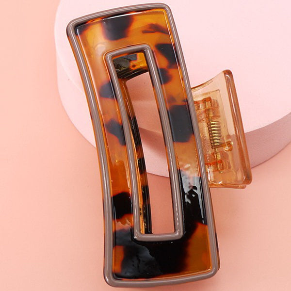 Hollow Rectangular Tortoise Acetate Hair Claw Clip | 40H395