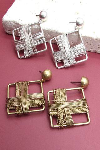 DIAMOND SHAPE MULTI WIRE DROP EARRINGS | 51E1080609