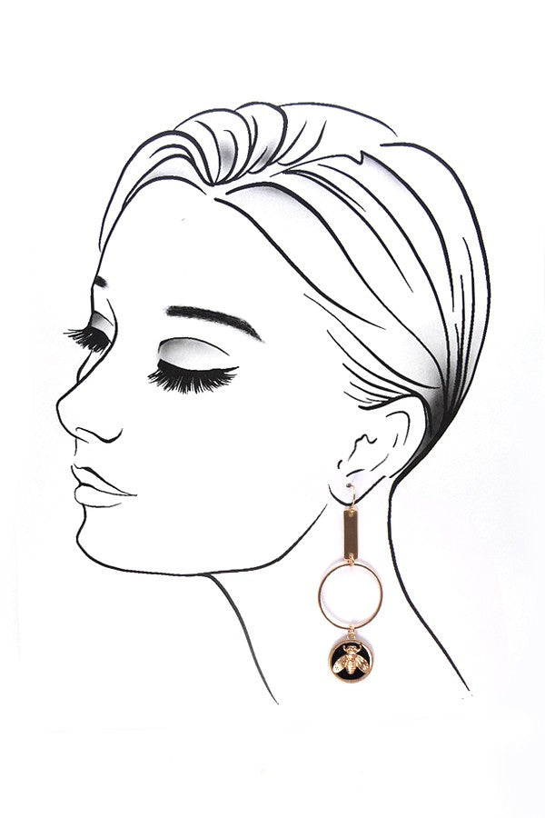 BEE CHARM CIRCLE LINEAR DROP EARRINGS | 47E13746