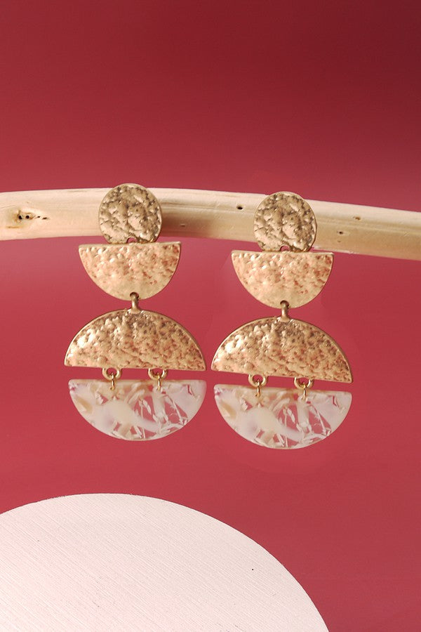 HAMMERED HALF MOON MIX EARRINGS | 31E21582