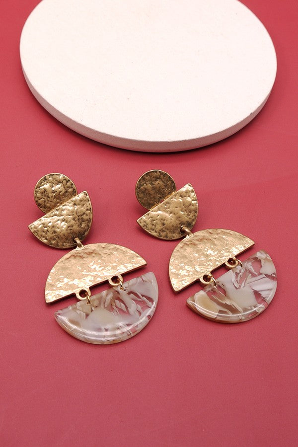 HAMMERED HALF MOON MIX EARRINGS | 31E21582