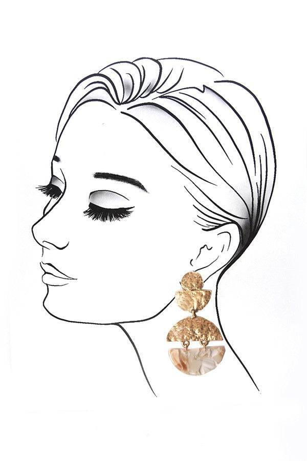 HAMMERED HALF MOON MIX EARRINGS | 31E21582