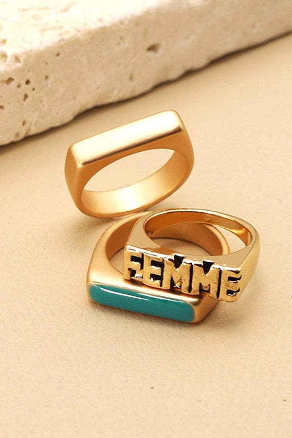 FEMME TURQ MATTE TRIO SET RINGS | 31R21050