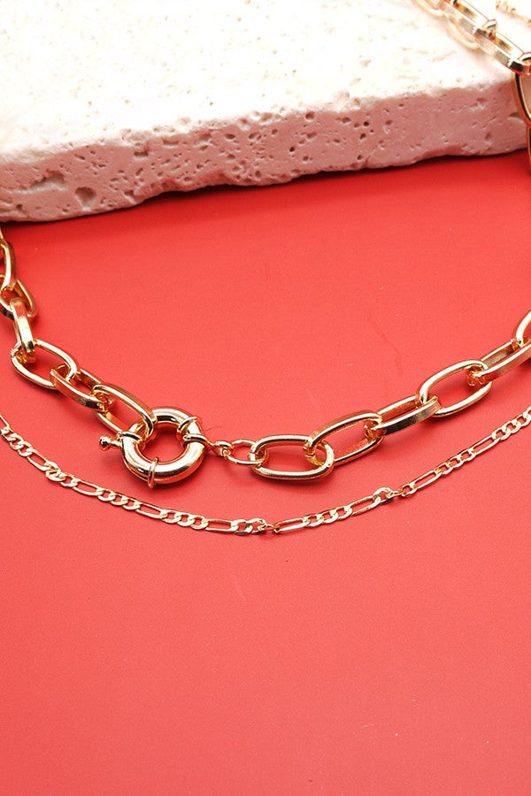 LINK CHAIN DOUBLE LAYER NACKLACE | 25N239