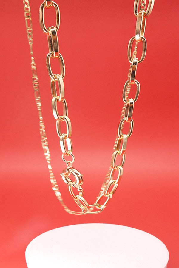 LINK CHAIN DOUBLE LAYER NACKLACE | 25N239