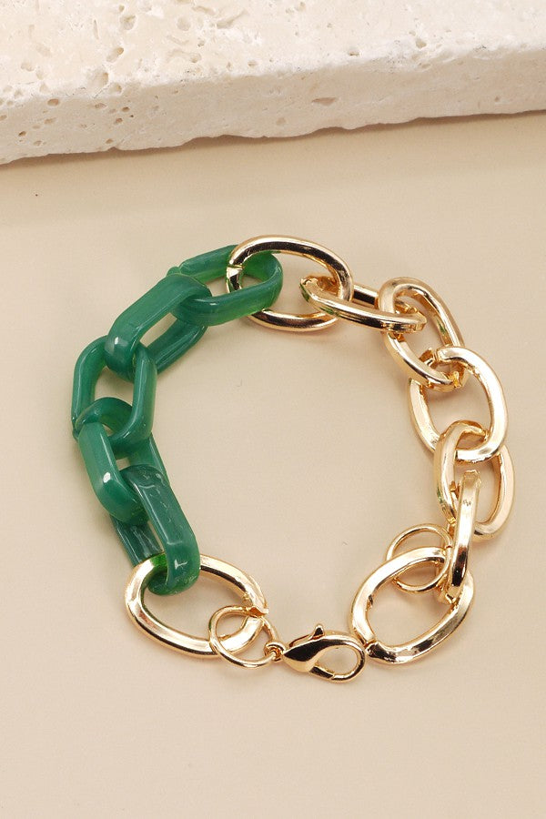 OVAL AND ACRYLIC MIX LINK BRACELET | 25B217