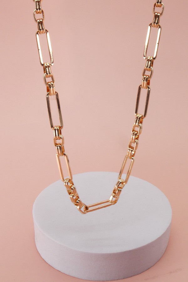 RECTANGLE LINK HANDMADE CHAIN NECKLACE | 25N302