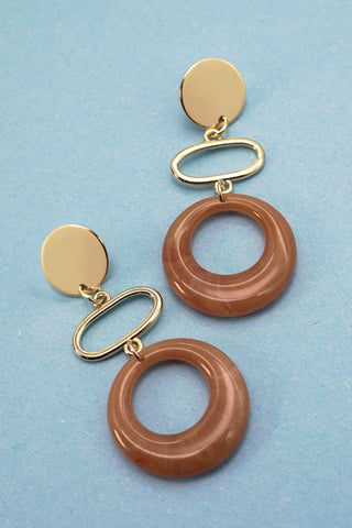 METAL MARBLIZED ACRYLC LINER DROP EARRINGS | 31E21912