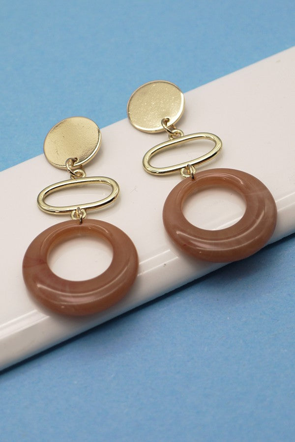 METAL MARBLIZED ACRYLC LINER DROP EARRINGS | 31E21912