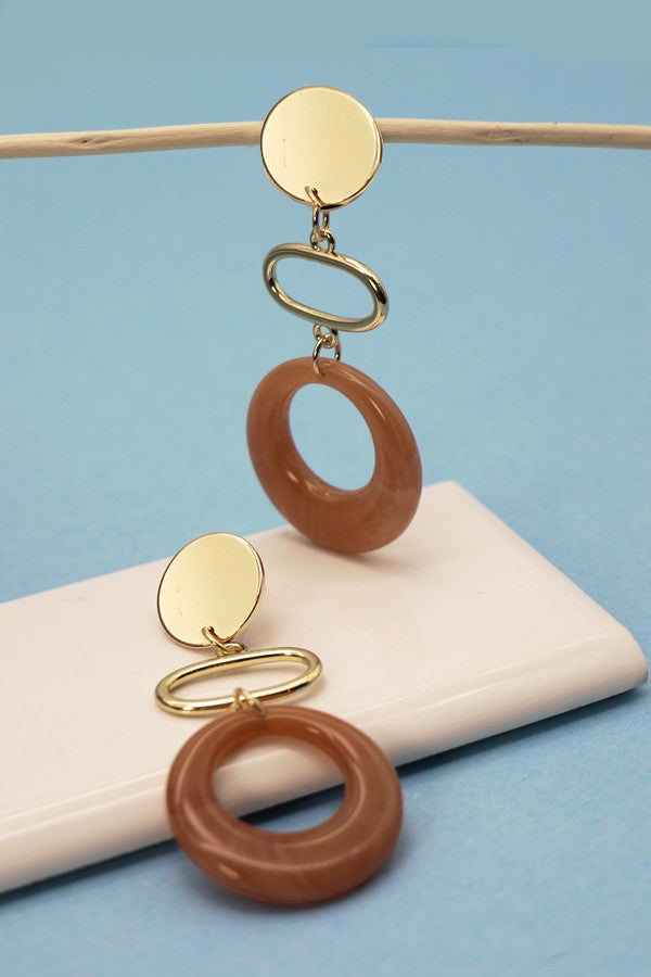 METAL MARBLIZED ACRYLC LINER DROP EARRINGS | 31E21912