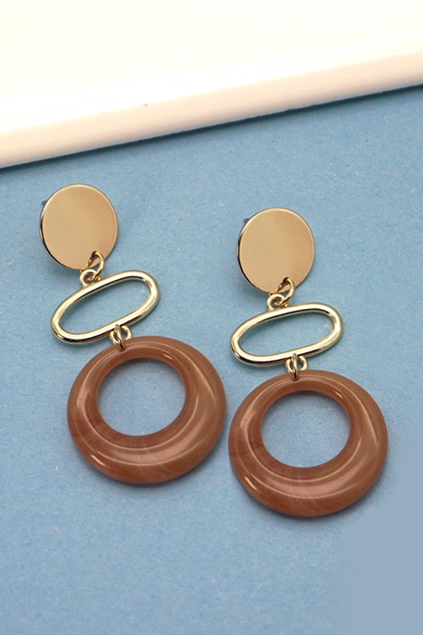 METAL MARBLIZED ACRYLC LINER DROP EARRINGS | 31E21912