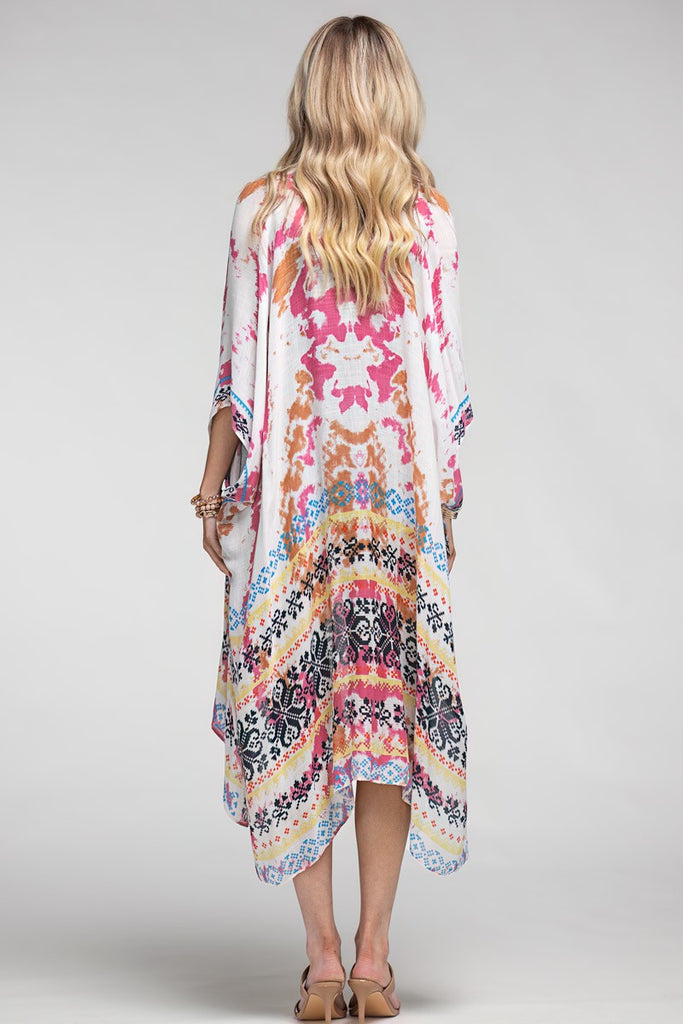 Tie Dye with Ethnic Border Motif Kimono